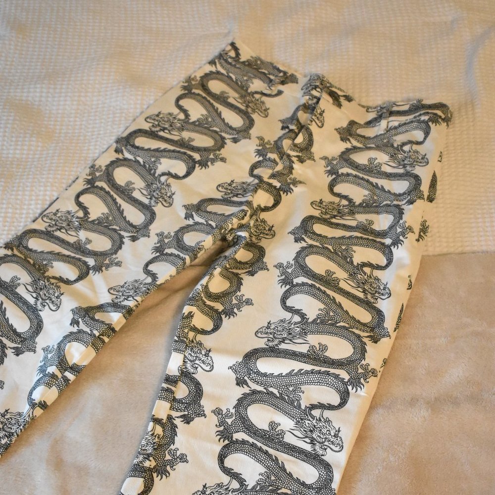 Motel Rocks High Waisted White Snake Flare Pants